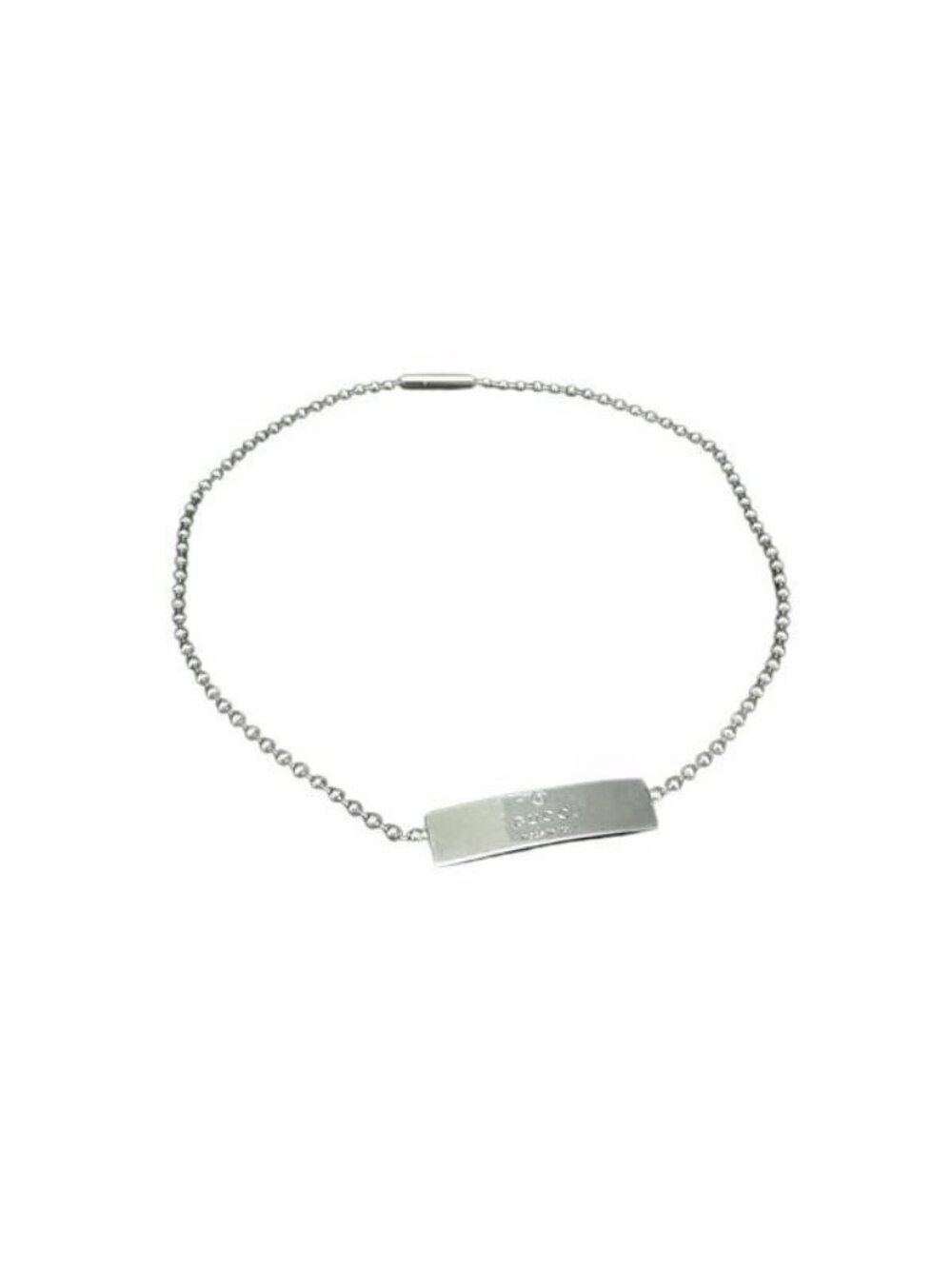 Gucci Bracelet Logo Plate Ball Chain Silver Double